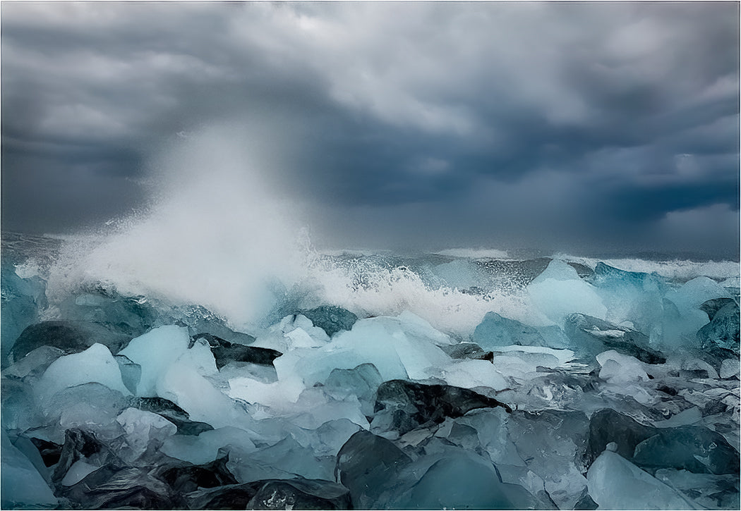 Storm at the Diamond Beach Iceland